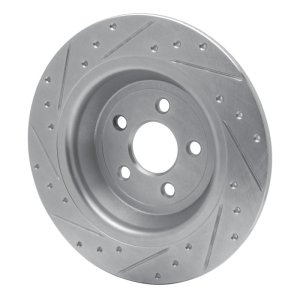 Ford Fusion Brake Rotor (1) - Rear Right - R1 Concepts - Drilled & Slotted - Silver - `15-`24